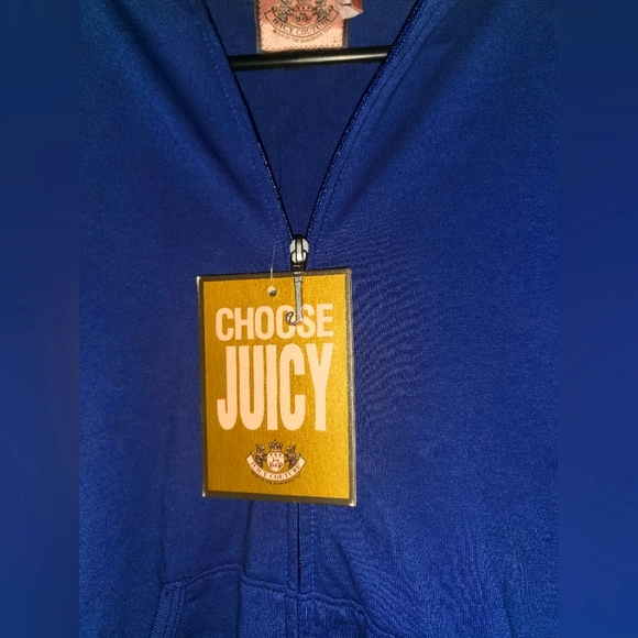 Juicy Couture Alantic Blue Rhinestone Hoodie (Kids L/Women's XS)(NWT) - Picture 2 of 6